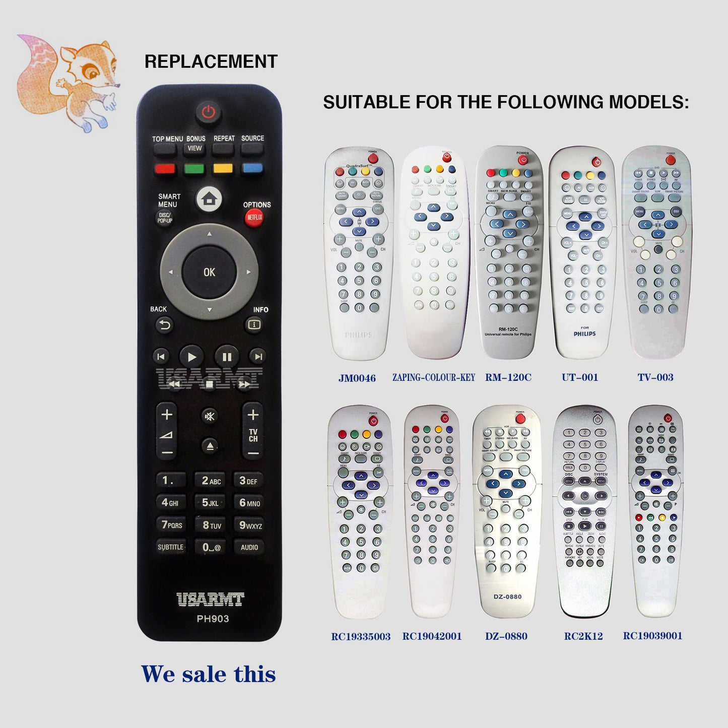 USARMT PH903 Remote Control for Philips TVs