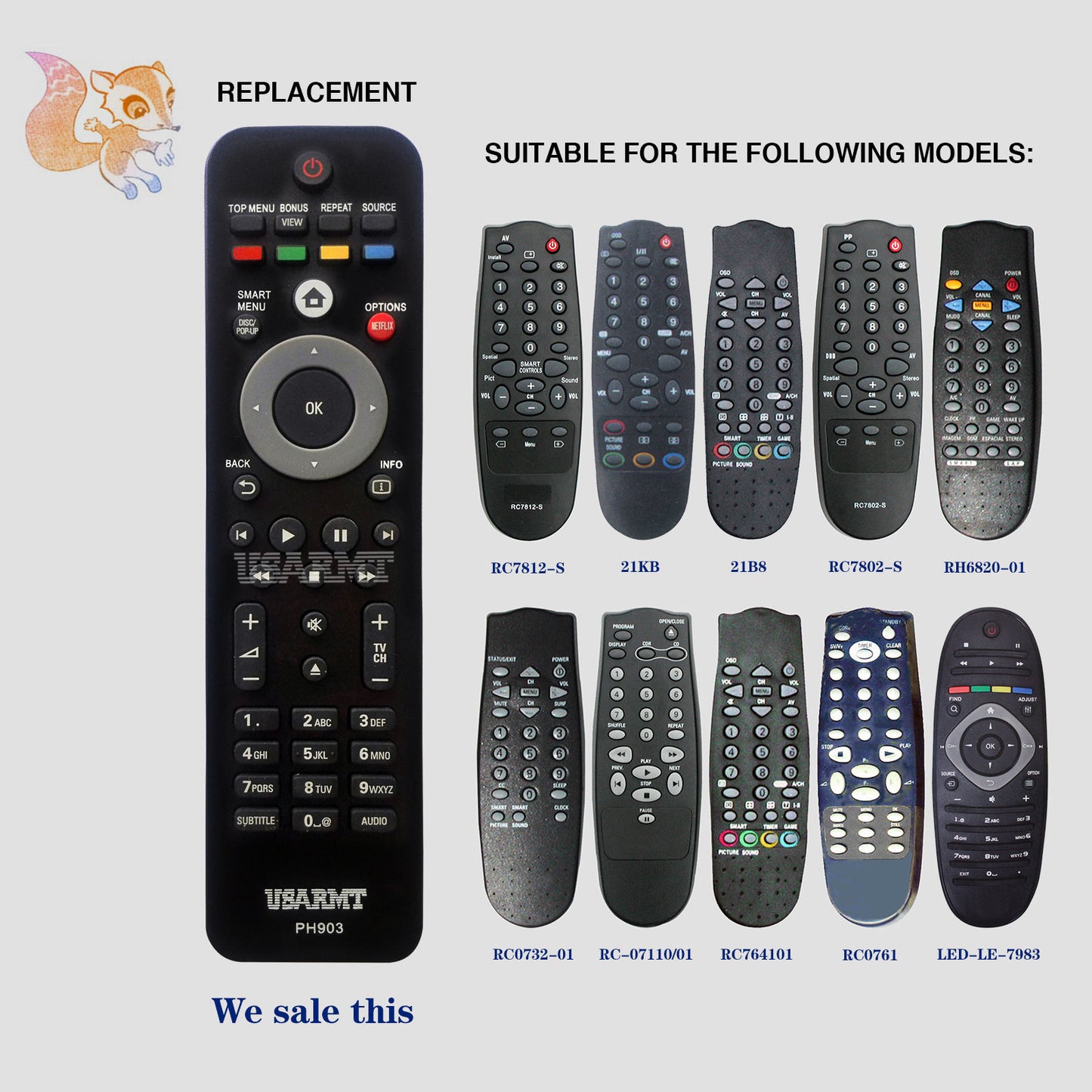USARMT PH903 Remote Control for Philips TVs