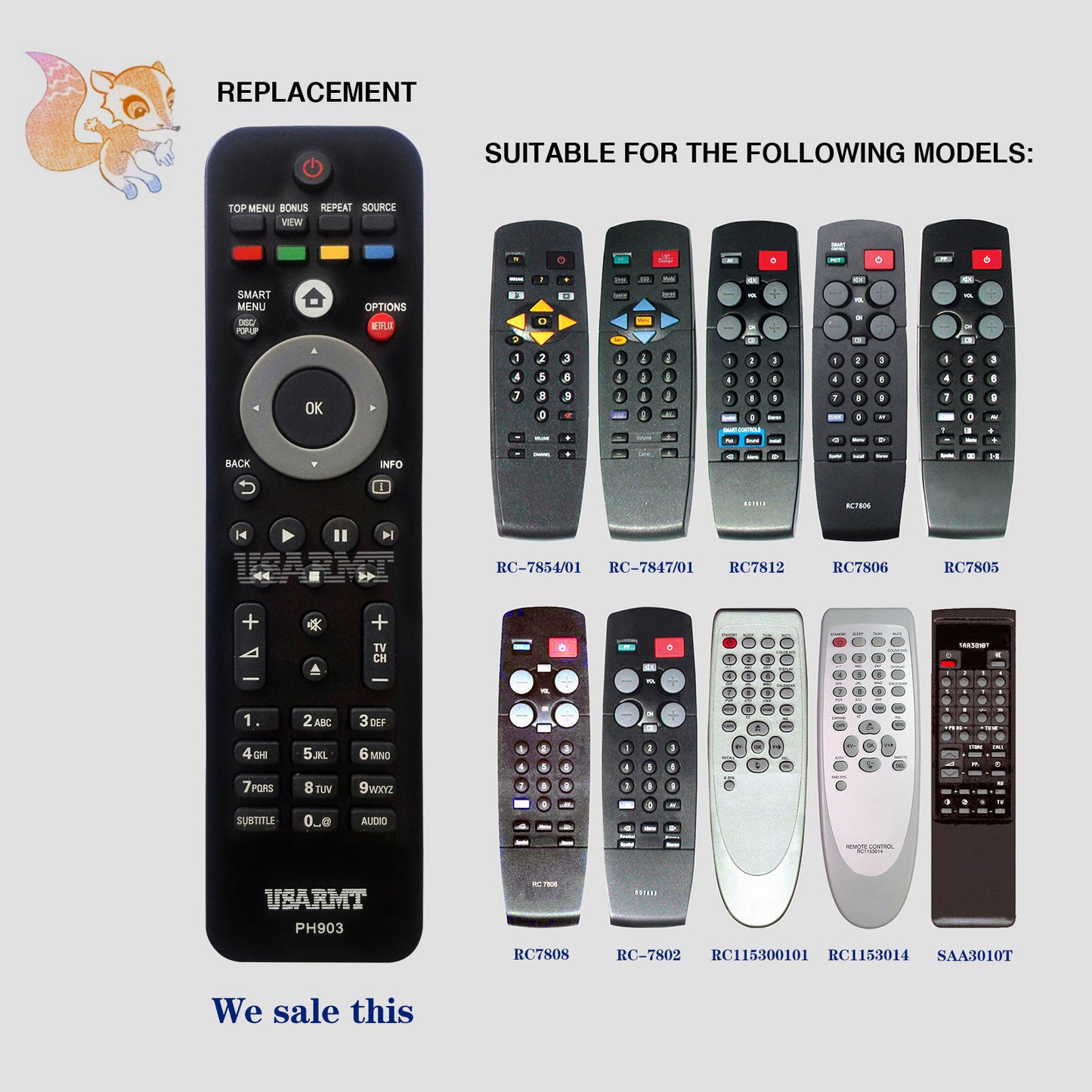 USARMT PH903 Remote Control for Philips TVs