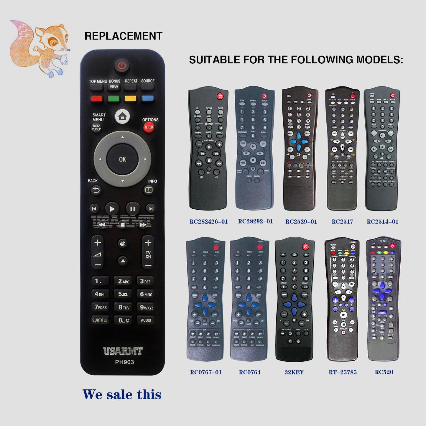 USARMT PH903 Remote Control for Philips TVs