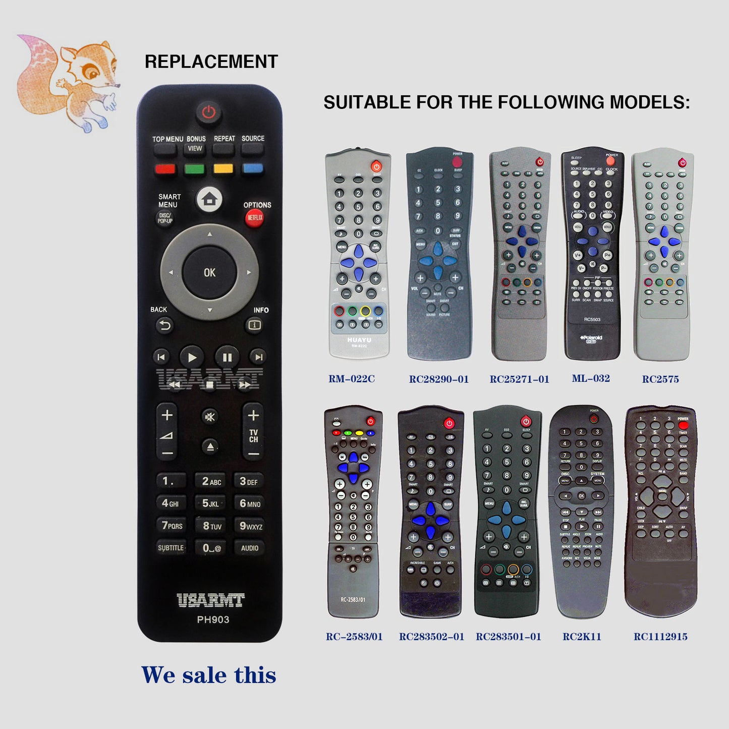 USARMT PH903 Remote Control for Philips TVs