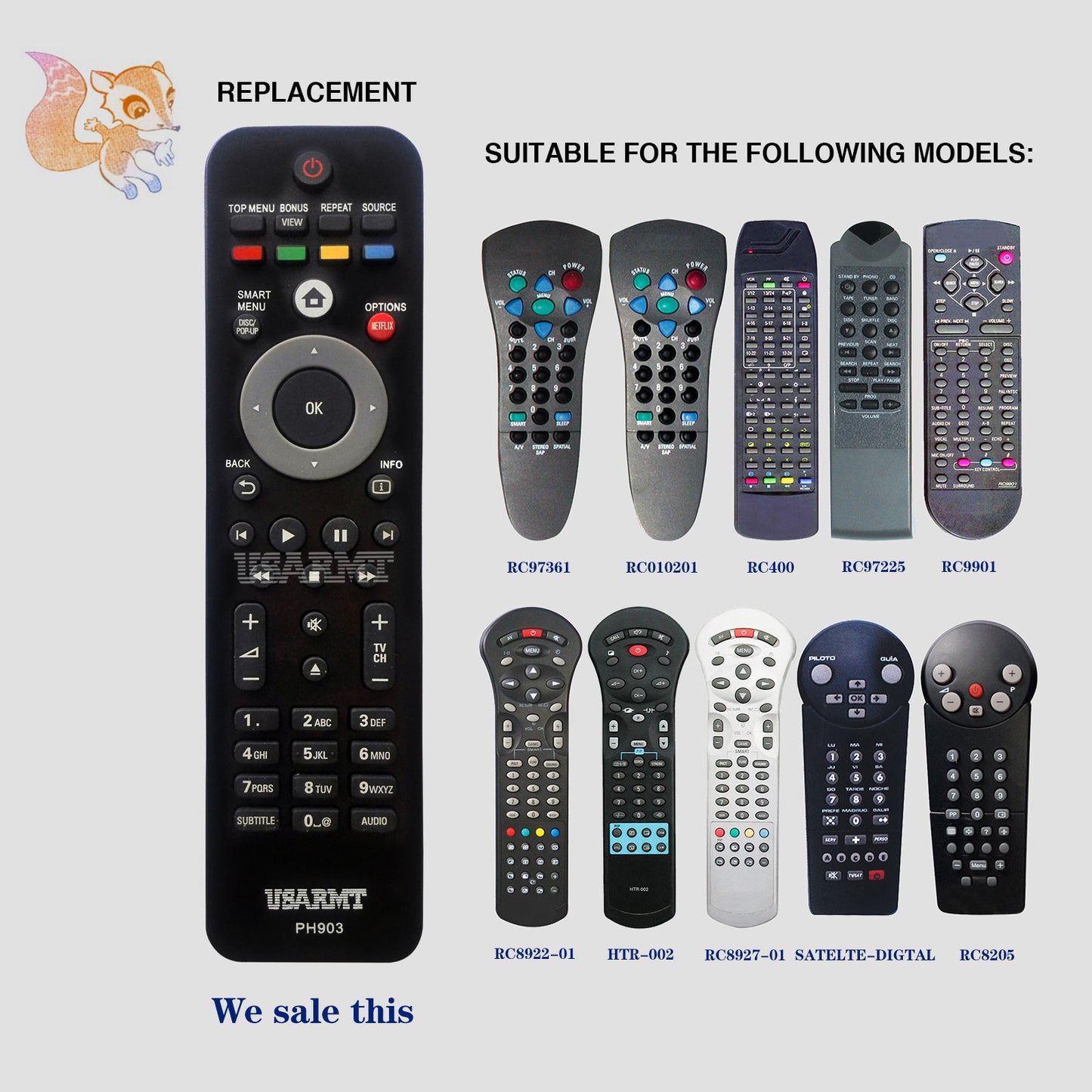 USARMT PH903 Remote Control for Philips TVs