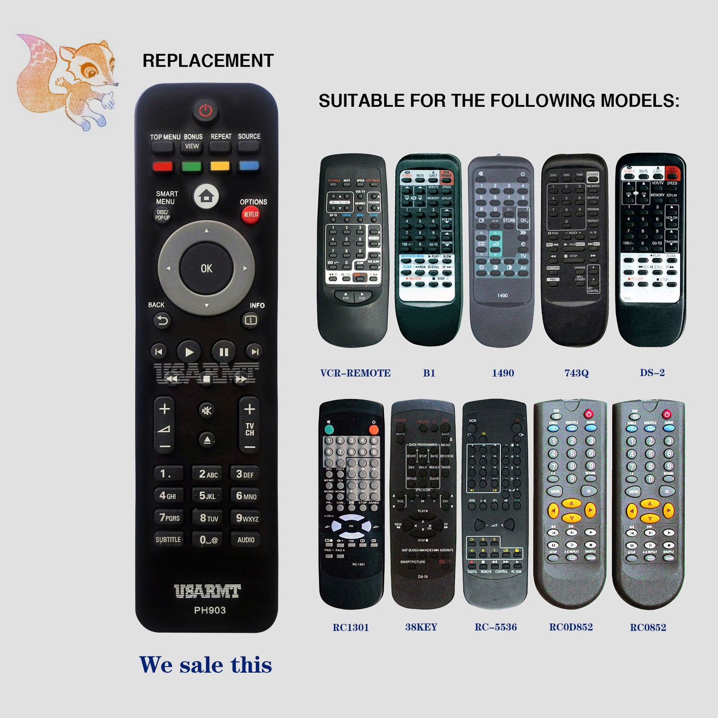 USARMT PH903 Remote Control for Philips TVs
