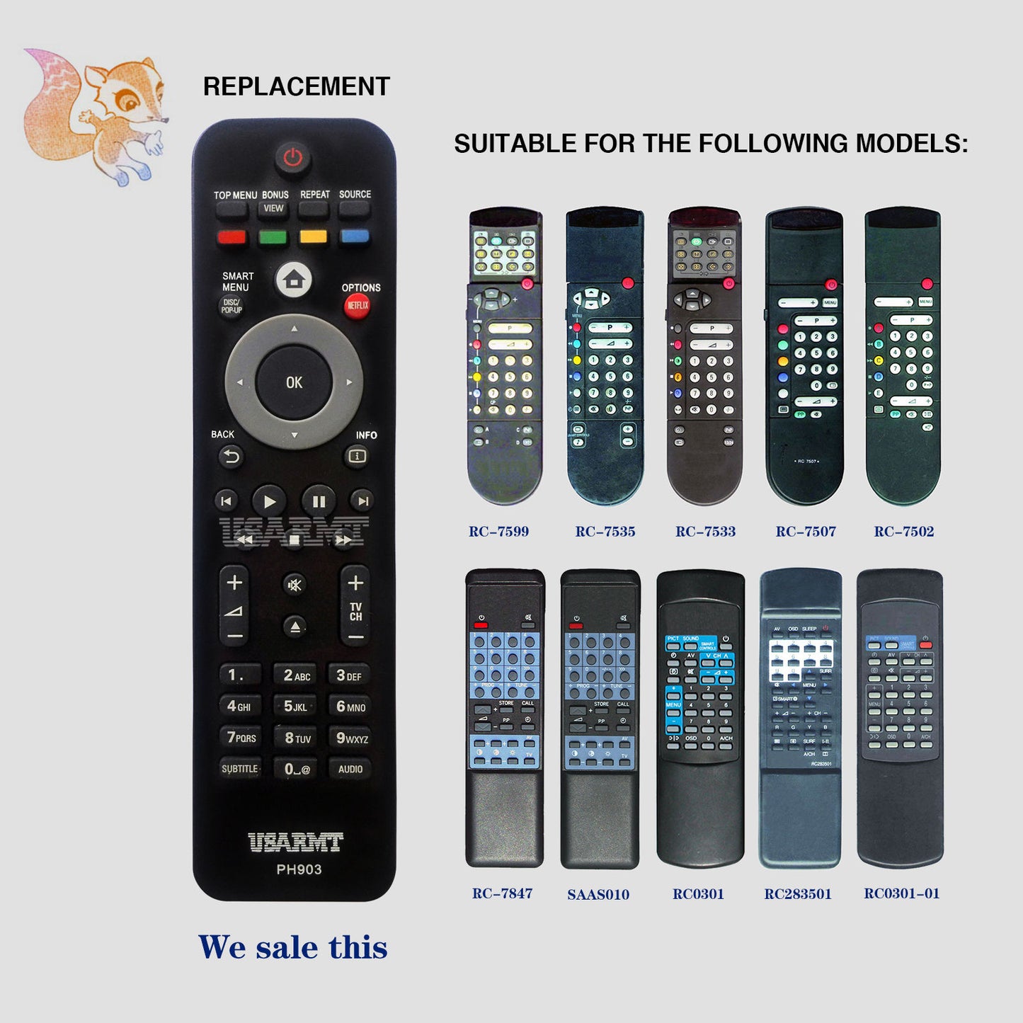 USARMT PH903 Remote Control for Philips TVs