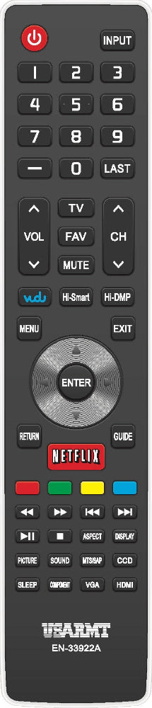 USARMT EN-33922A Remote for Hisense TVs