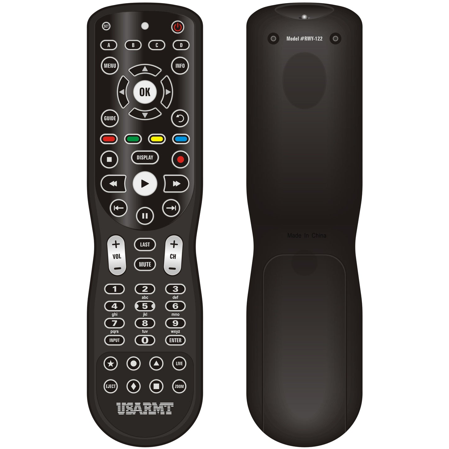 USARMT RWY122 Universal Remote 4-in-1 IR Learning Remote for Apple TV, Xbox One, Roku & Windows Media Center