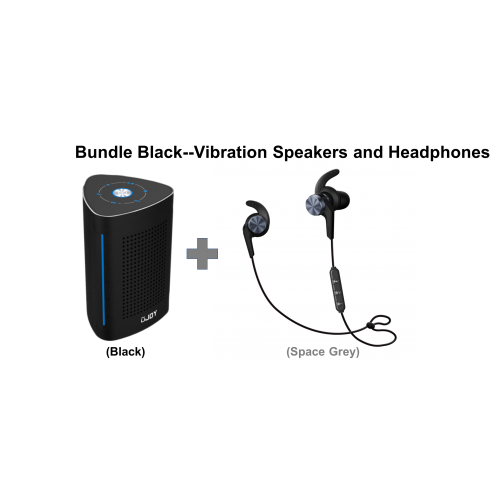UJOY Bluetooth Vibration Speakers and in-ear headphones Bundle--Black